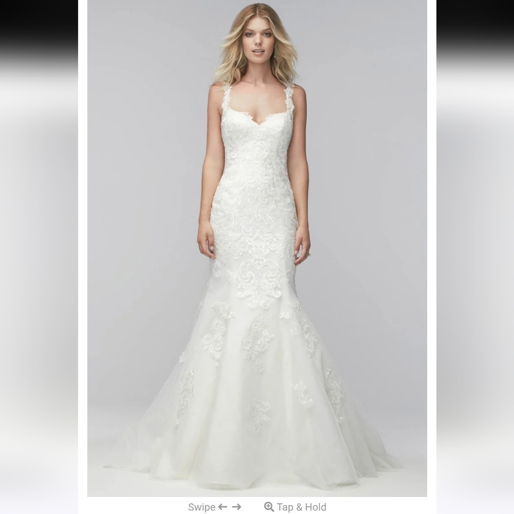 WToo Watters Curvy Wedding Gown Mermaid Lace W20 16709 Vintage Ivory Pearl